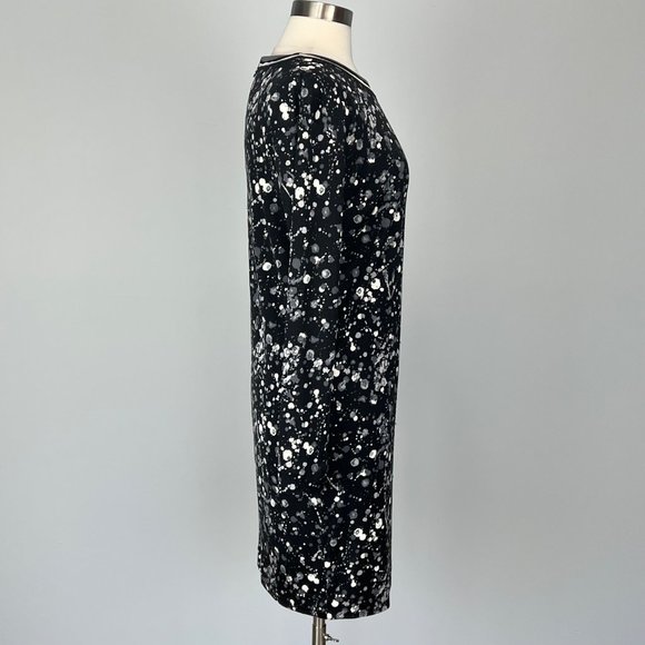 Tory Burch Meredith Paint Splatter Print Silk Dress Black White Gray size Small - Picture 5 of 13